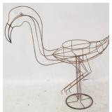 Metal flamingo planter