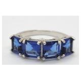 Princess Cut Tanzanite Sterling Silver Ring