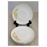 Set of 4 Golden Wheat Saucers w/ 22k gold accents