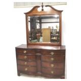 Mahogany double bow front dresser w/ mirror