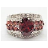 Ruby Sterling Silver Ring, size 7