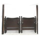 Pair Acanthus Carved Mahogany Twin Beds by Paine
