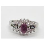 1/2ct Ruby & 1.17 created Diamond Sterling Silver