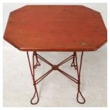 Wood top, metal base table