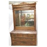 Victorian Walnut Marble Top Dresser w/ Mirror