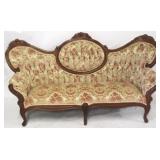 Rose cameo & tufted back Victorian sofa