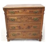 Victorian walnut 4 drawer burl front chest