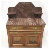 Victorian walnut marble top & back washstand