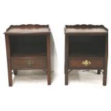 Kindel pair Chinese Chippendale 1 drawer stands