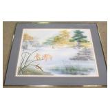 Framed & signed watercolor (glass cracked)