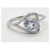 6mm Baby Swiss Blue Topaz & Diamond Sterling