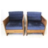 Pair of Wood Arm Chairs w/ Cushions