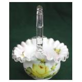 Fenton silvercrest painted basket