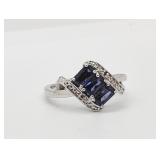 1.25ct Tanzanite & Diamond Sterling Silver Ring