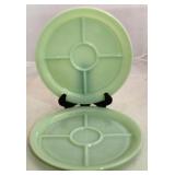 2 Fire King Jadeite vintage divided plates
