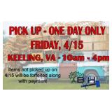 PICKUP ONE DAY ONLY - 4/15 - 10am-4pm