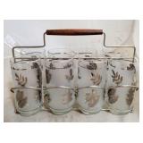Vintage Libbey silver leaf glasses w/ carrier