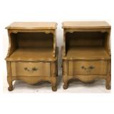 Pair vintage French bedside stands by Huntley