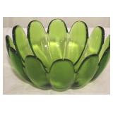 Vintage green glass bowl