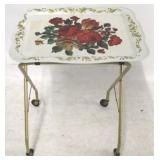 Metal TV tray on wheels