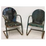 Pair vintage metal outdoor chairs