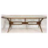 Danish teak & glass top oval dining table