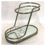 Vintage brass & mirror bar cart