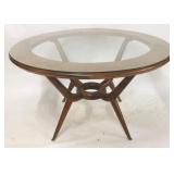 Mid-century round glass top dining table