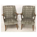 Vintage pair mid-century vinyl upholstered chairs