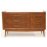 Mid century tilt side inlaid offset drawer dresser