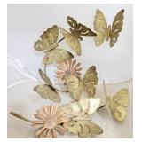 Vintage Brass Butterfly Wall Art - 2 pcs