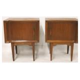 Pair mid-century opposite side stands with doors