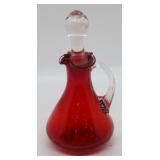 Red crackle glass cruet