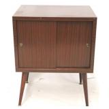 Mid-century sliding door record cabinet