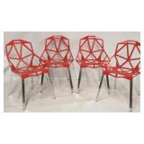 Set of 4 red & chrome vintage chairs