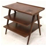 Inlaid top lip edge 3 tier mid-century stand