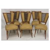 Danish set of 6 cane & vinyl dining chairs
