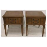 Pair vintage 1 drawer side tables
