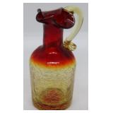 Blenko crackle amberina small pitcher