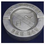 USS Vandivier pewter ashtray