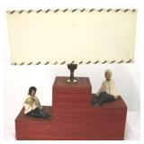 Oriental vintage lamp, with figurines