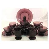 19 Pc set vintage amethyst glassware