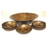 9 Pc Wood salad bowl set