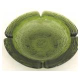 Green vintage glass ashtray