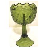 Green glass compote