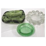 3 Vintage glass ashtrays