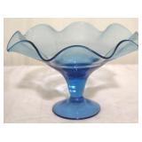 Blue glass compote