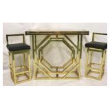Vintage brass swivel mid-century 3 pc bar set