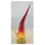 Blenko amberina crackle glass pitcher
