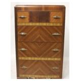 Vintage inlaid 4 drawer waterfall chest